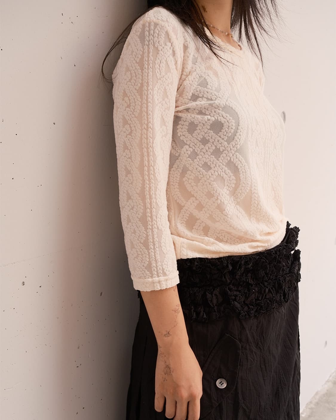 Aran jacquard sheer top 상품이미지5