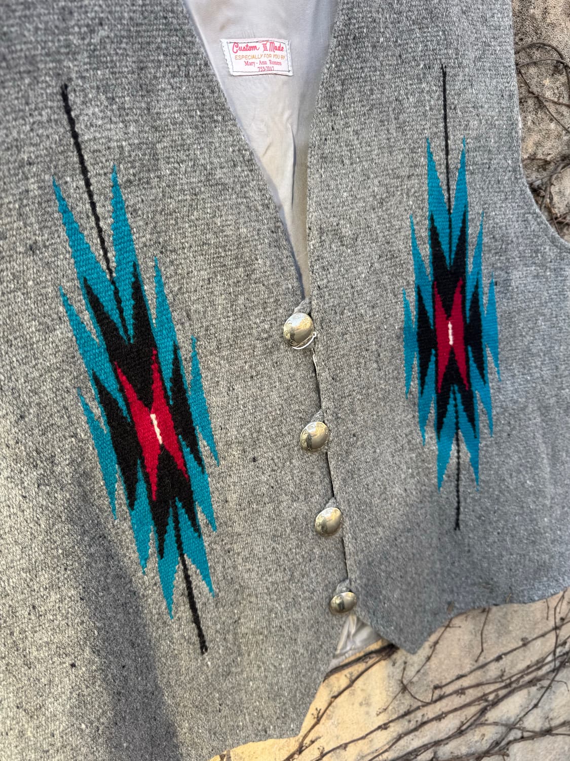 50~60s 빈티지 커스텀 메이드 핸드 우븐 울 오르테가 치마요 베스트 상품이미지4