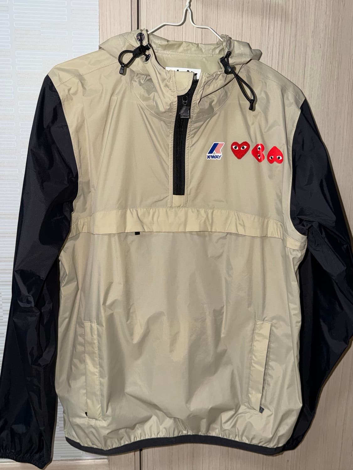 플레이 꼼데가르송 x 까웨 하프 집 자켓 베이지 블랙 S 상품이미지2