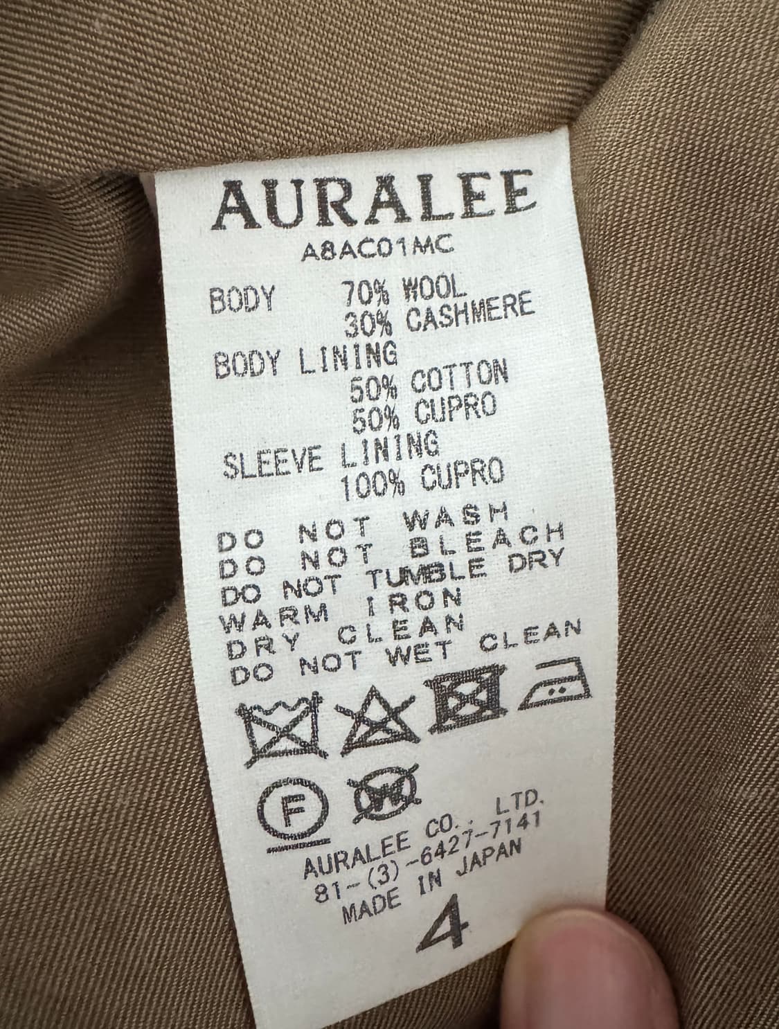 오라리 AURALEE 18AW 울 캐시미어 더플코트 4사이즈 상품이미지9