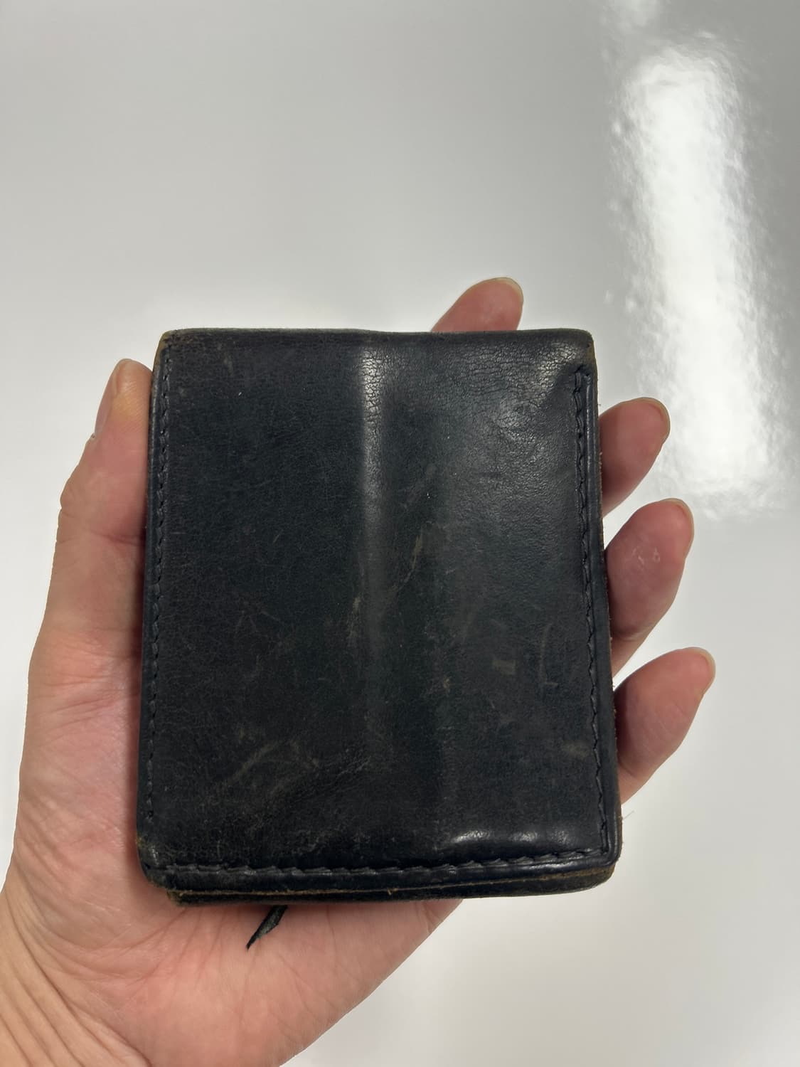 goros 고로스 새들레더 대형 플라워콘초 블랙 반지갑 상품이미지2