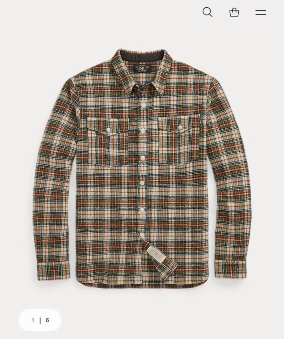 RRL 25 FW  플레이드 울 코튼 블렌드 트윌 셔츠 L 상품이미지1