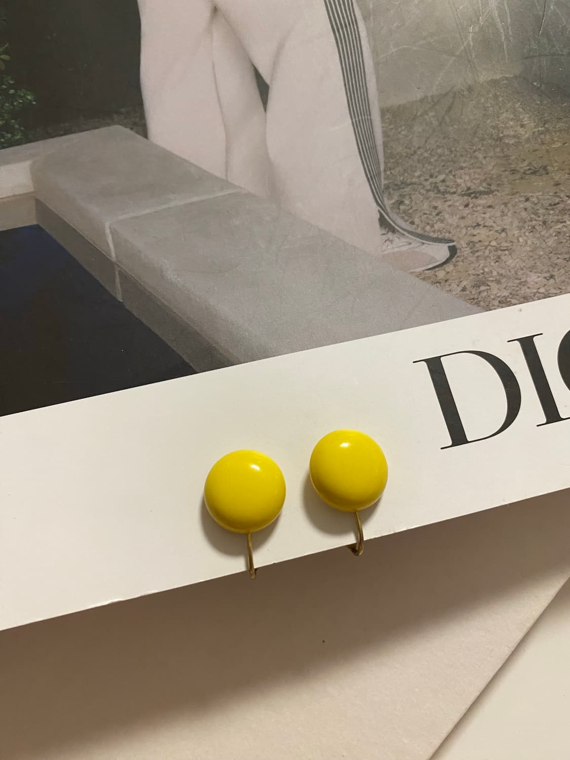 원형 노랑 귀걸이  귀찌 빈티지 주얼리 도매 악세사리 상품이미지3