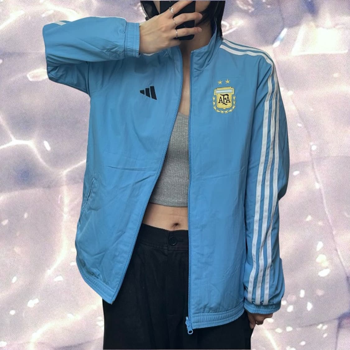 아디다스 아르헨티나 리버시블 양면 바람막이 자켓 스카이 블루 L 상품이미지2