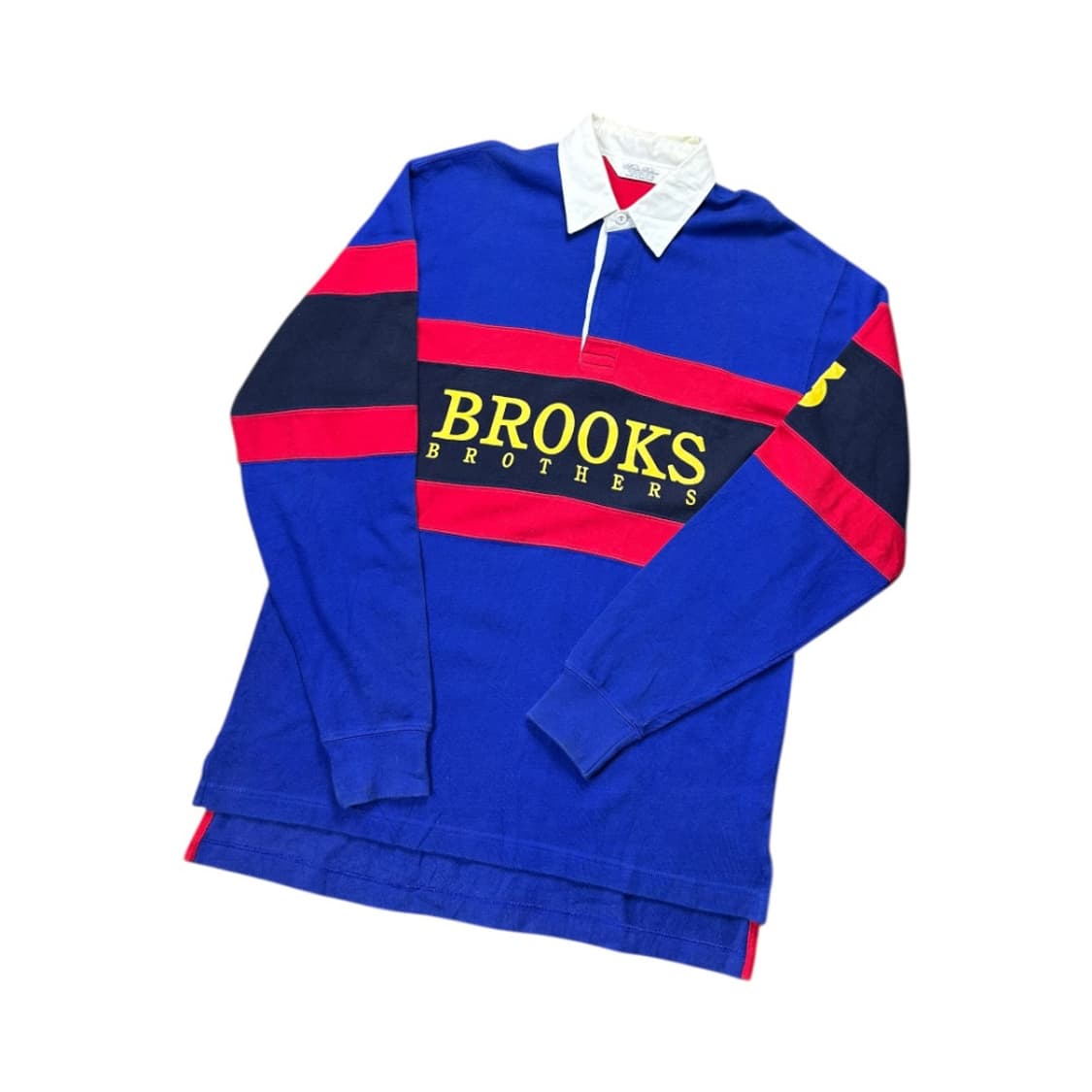 SL)브룩스브라더스 80s-90s 블루 컬러블록 로고 럭비티 T-097 상품이미지1