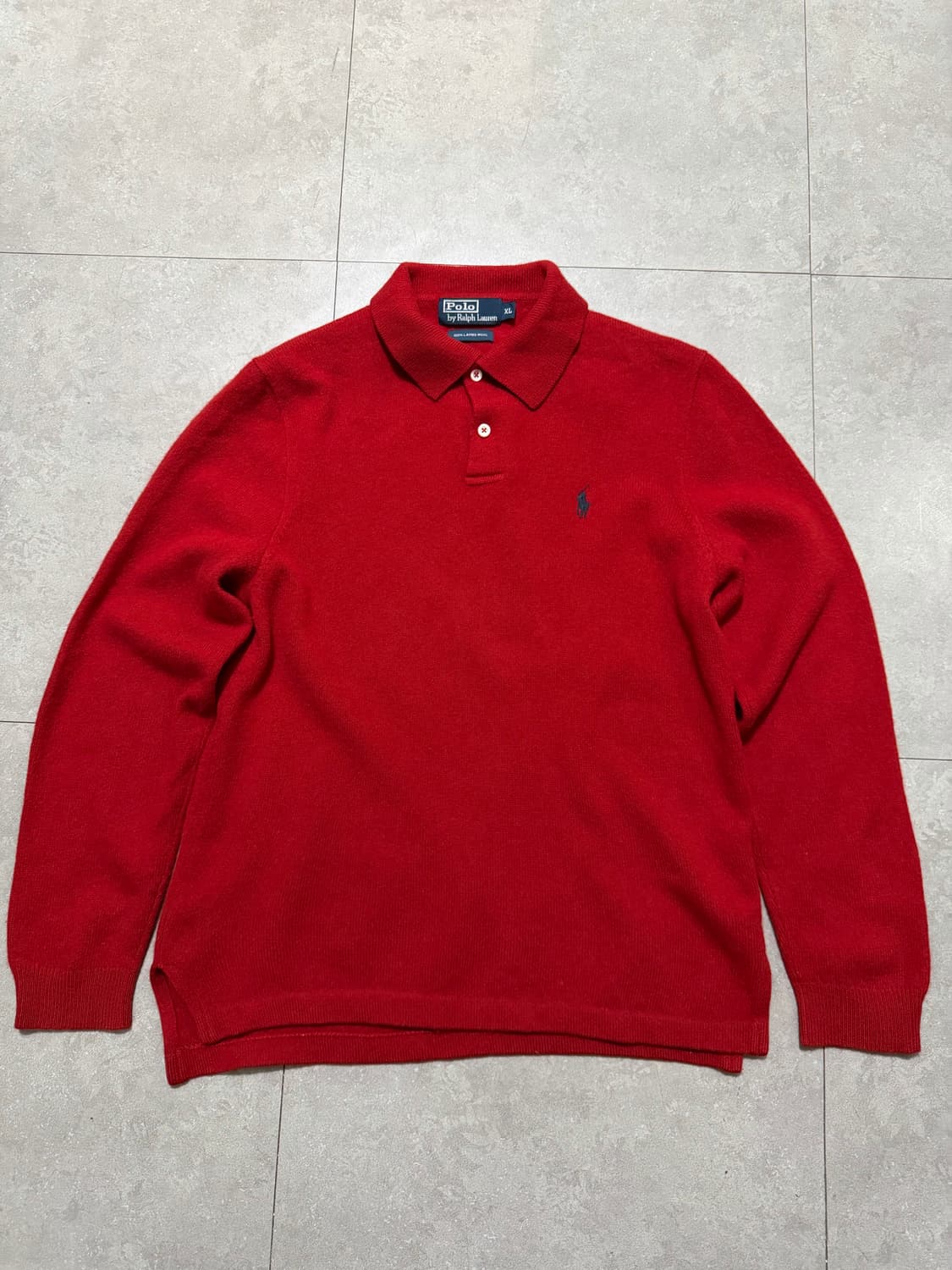 00s 랄프로렌 폴로 레드컬러 빈티지 램스울  카라 니트 셔츠  100s 상품이미지1