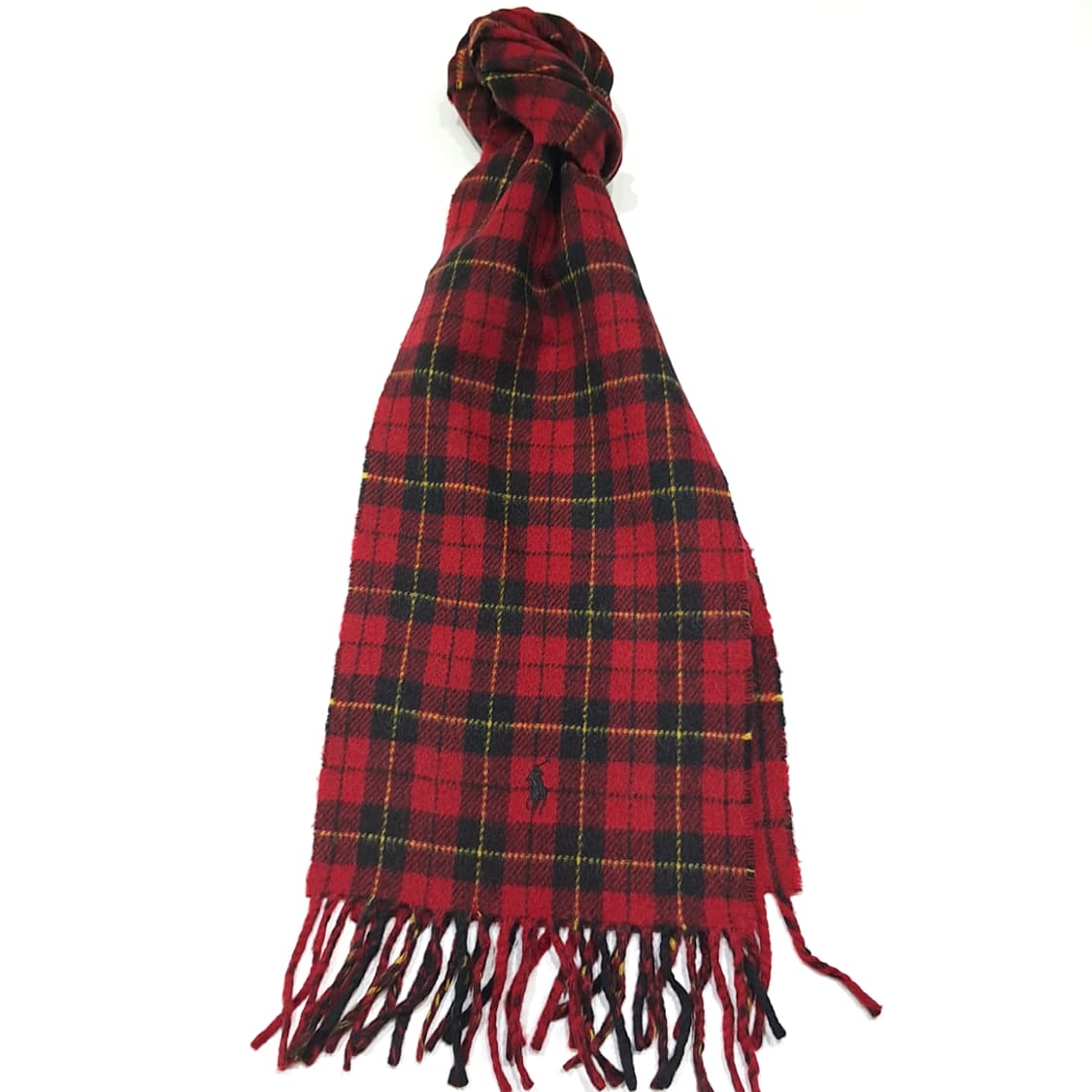 MX547 폴로 90s 이태리판 울 레드 타탄 체크 머플러 목도리 상품이미지1