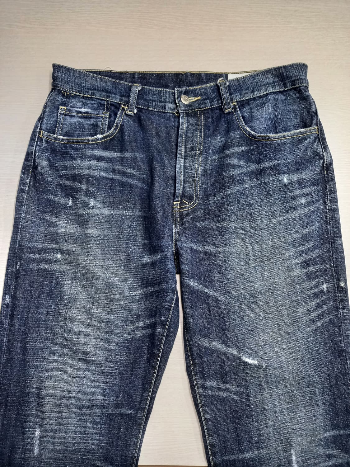 32 a.n.b DENIM 데미지워싱 와이드 크롭진 32-220 상품이미지3