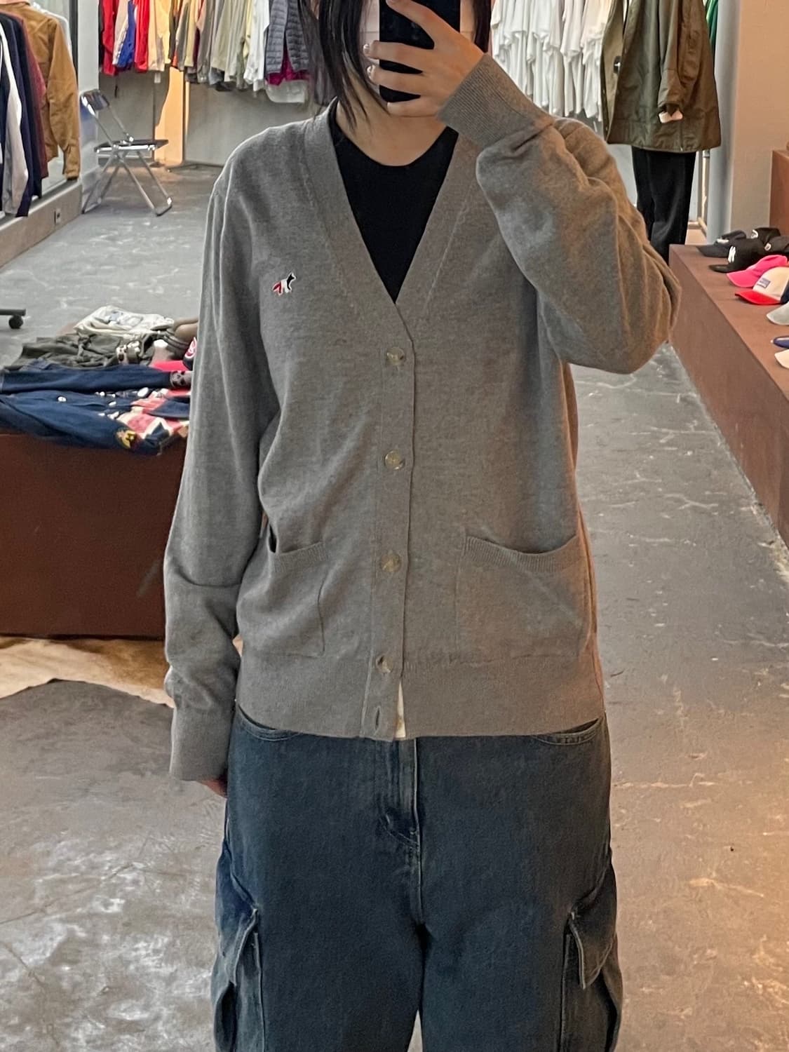 메종키츠네 폭스패치 그레이 가디건 H1993 상품이미지1