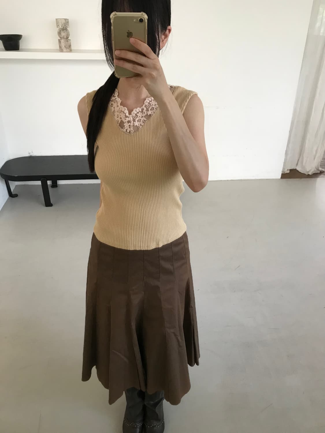 vintage beige lace sleeveless 상품이미지5