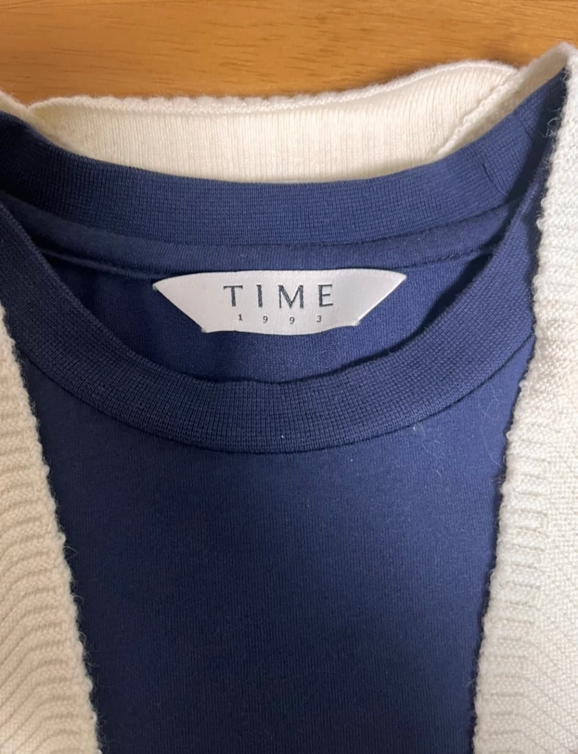 Time 한섬 타임 세일러 니트 카라 네이비 반팔 티셔츠_55 사이즈 상품이미지2