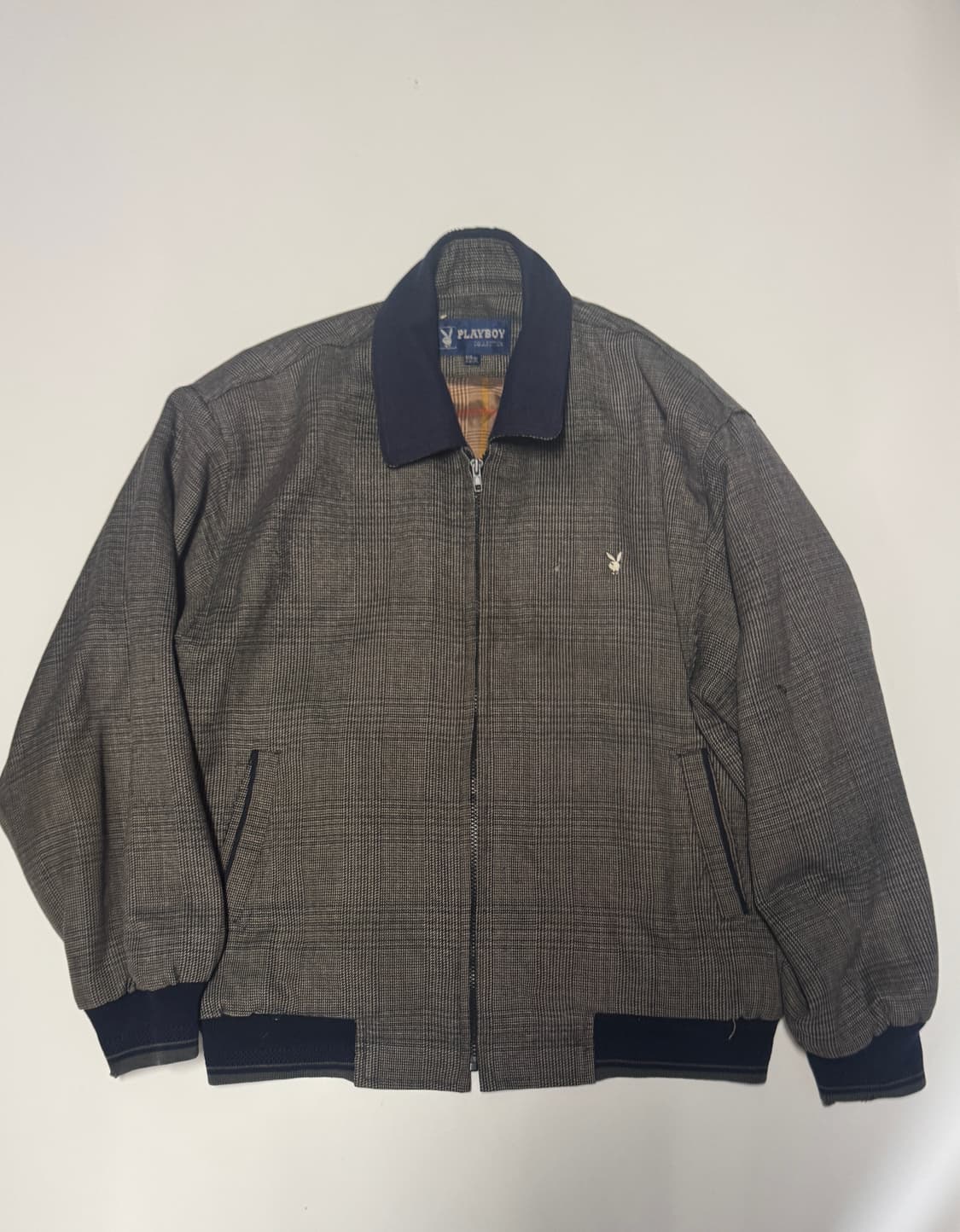 플레이보이 빈티지 체크 블루종 봄버 자켓 XL 상품이미지1