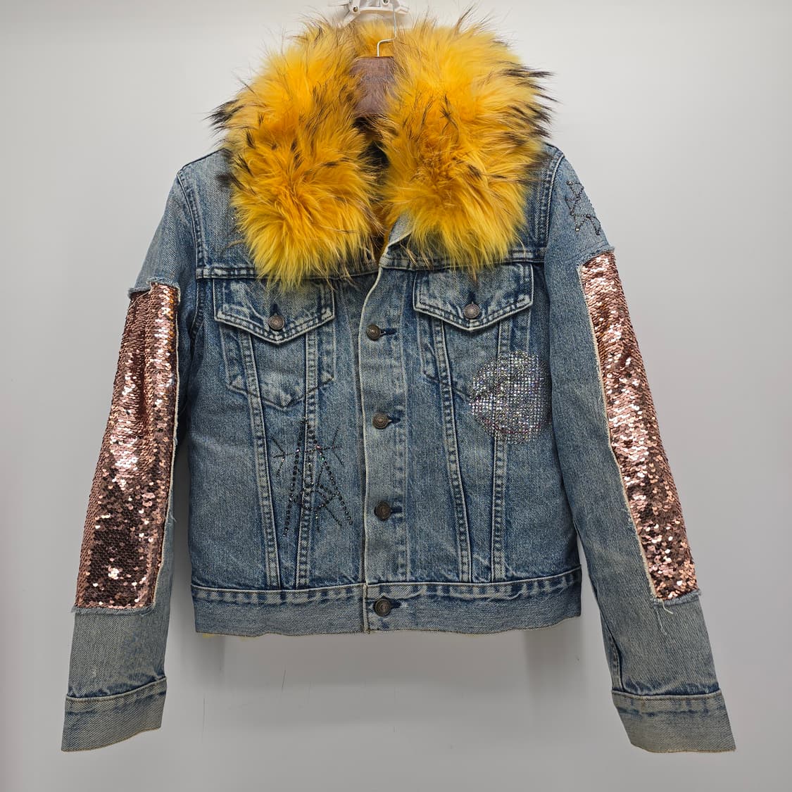 Y2K luxury mood 빈티지 스타일 데님 퍼 자켓 상품이미지1