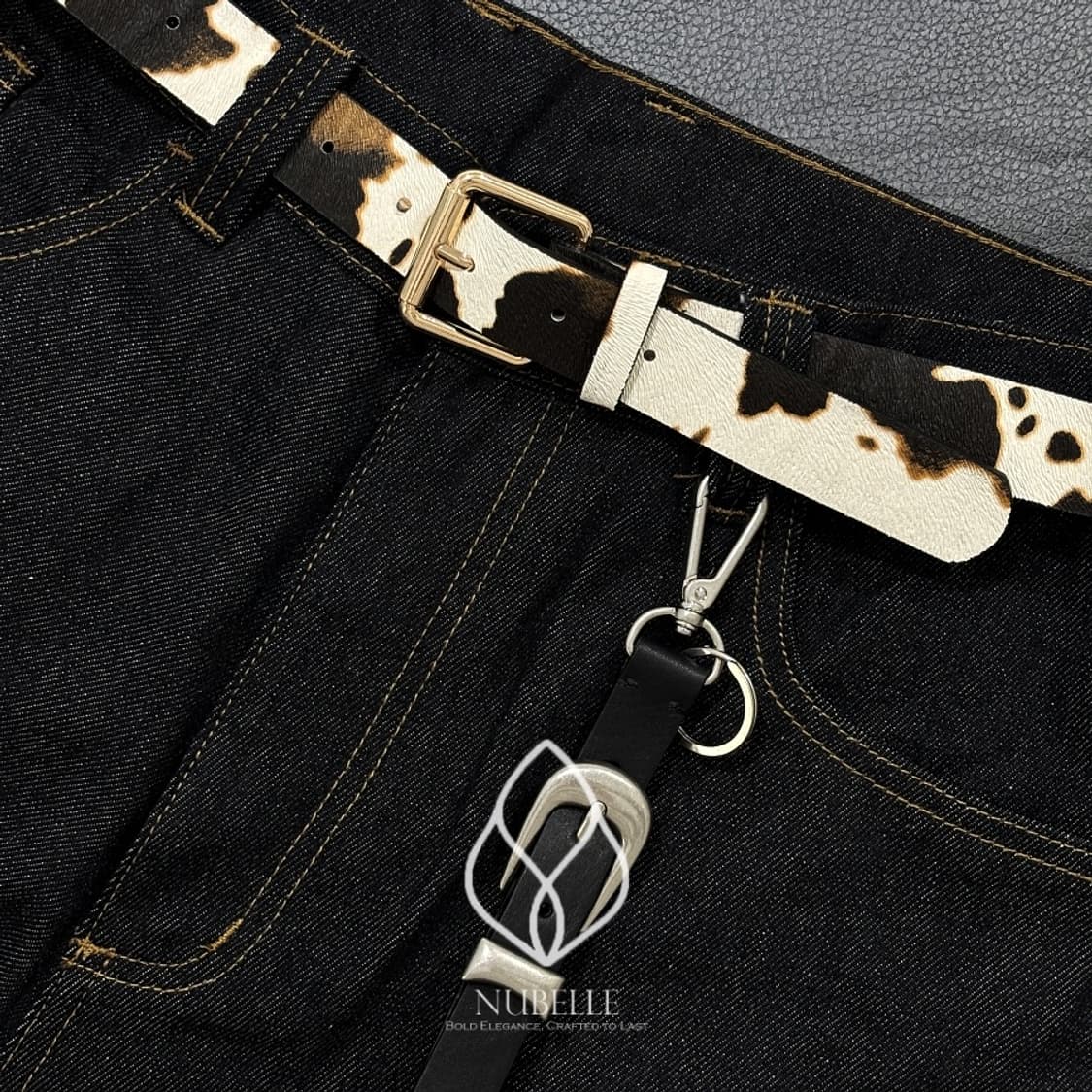 🌗 Leopard engraving belt / 호피 송치털 음각 벨트 상품이미지8