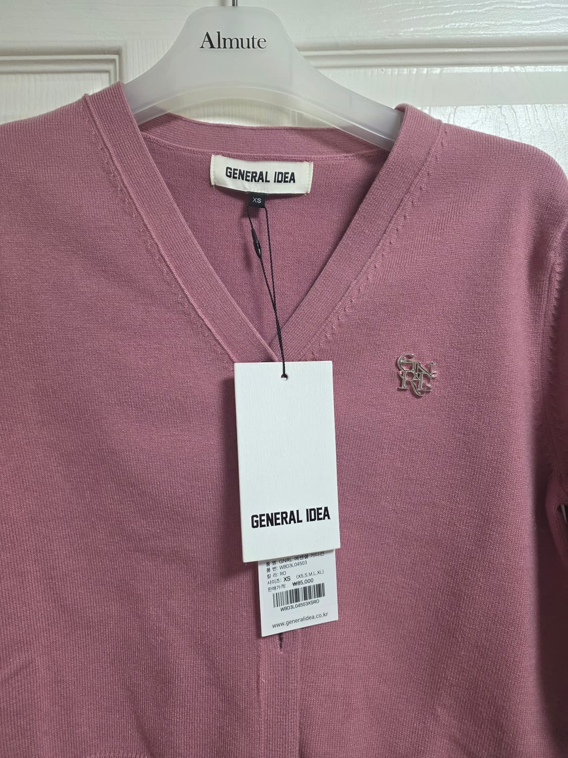 (새상품) 제너럴 아이디어 브이넥 가디건 - 핑크 상품이미지2