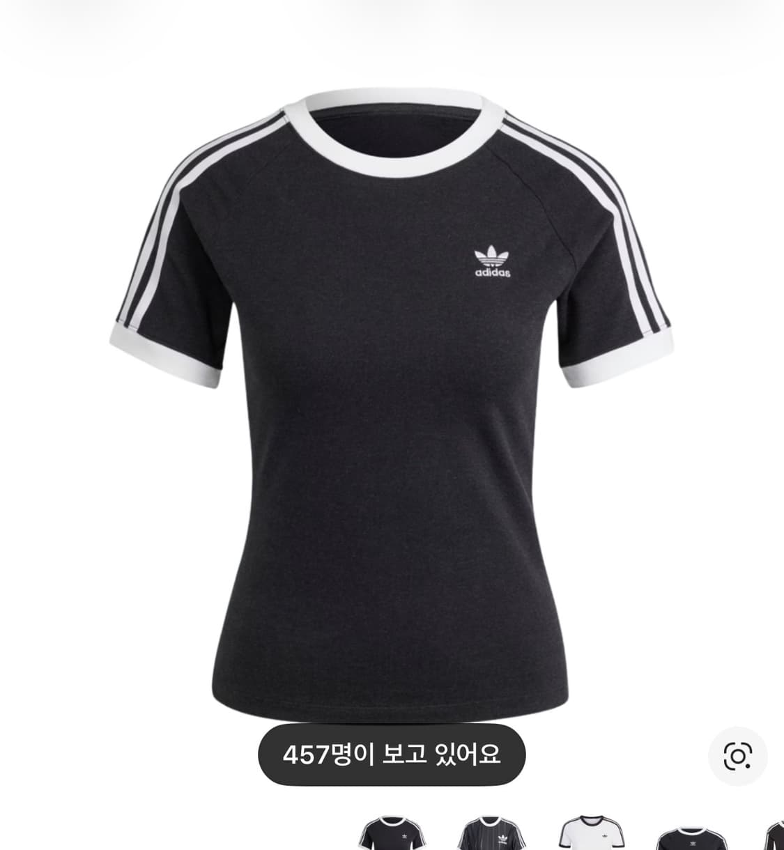 (W) 아디다스 3S 슬림 레글런 티셔츠 블랙 멜란지 - KR 사이즈 상품이미지1