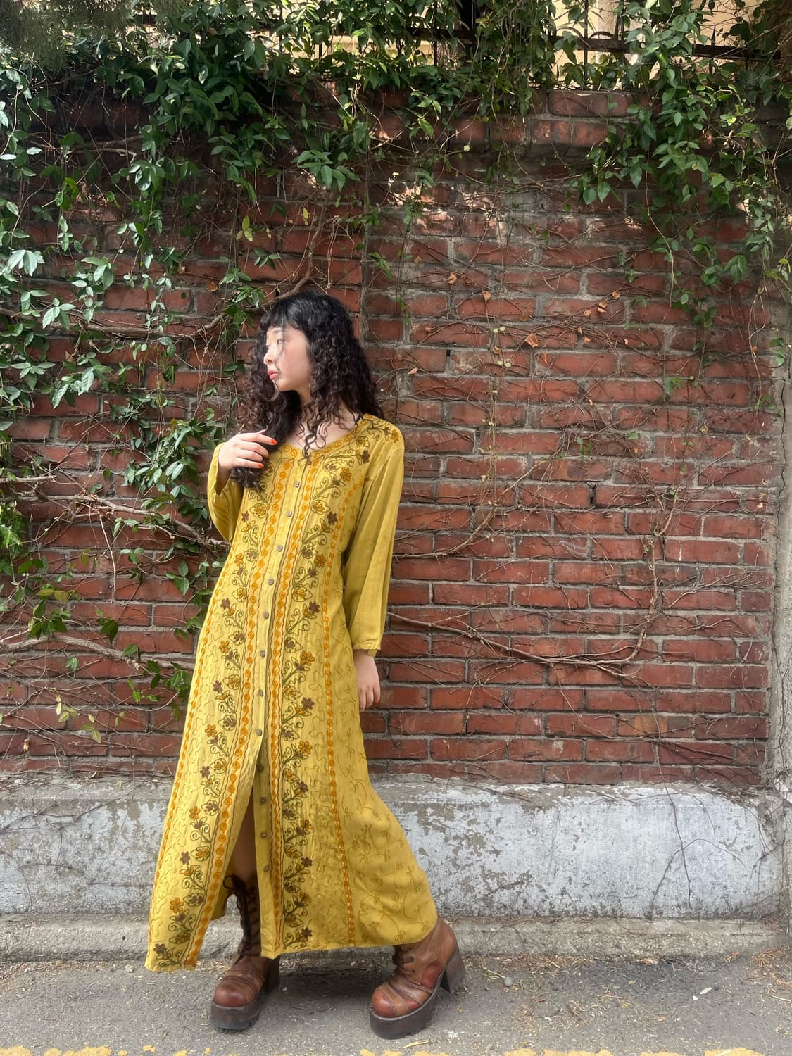 보헤미안 히피 페이즐리 스티치 원피스 상품이미지2