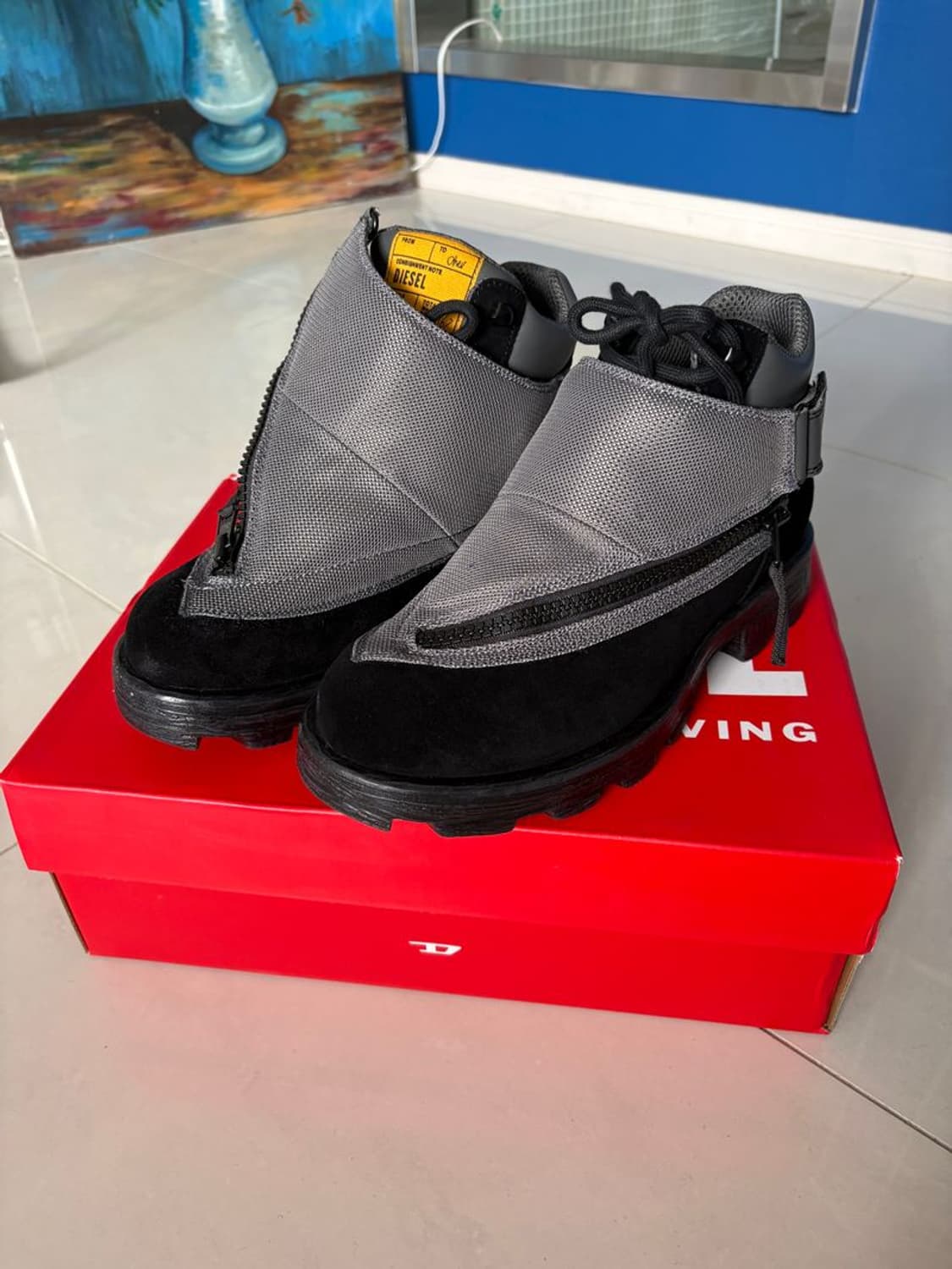 COWHIDE MESH COVER LEATHER ANKLE BOOTS 상품이미지6