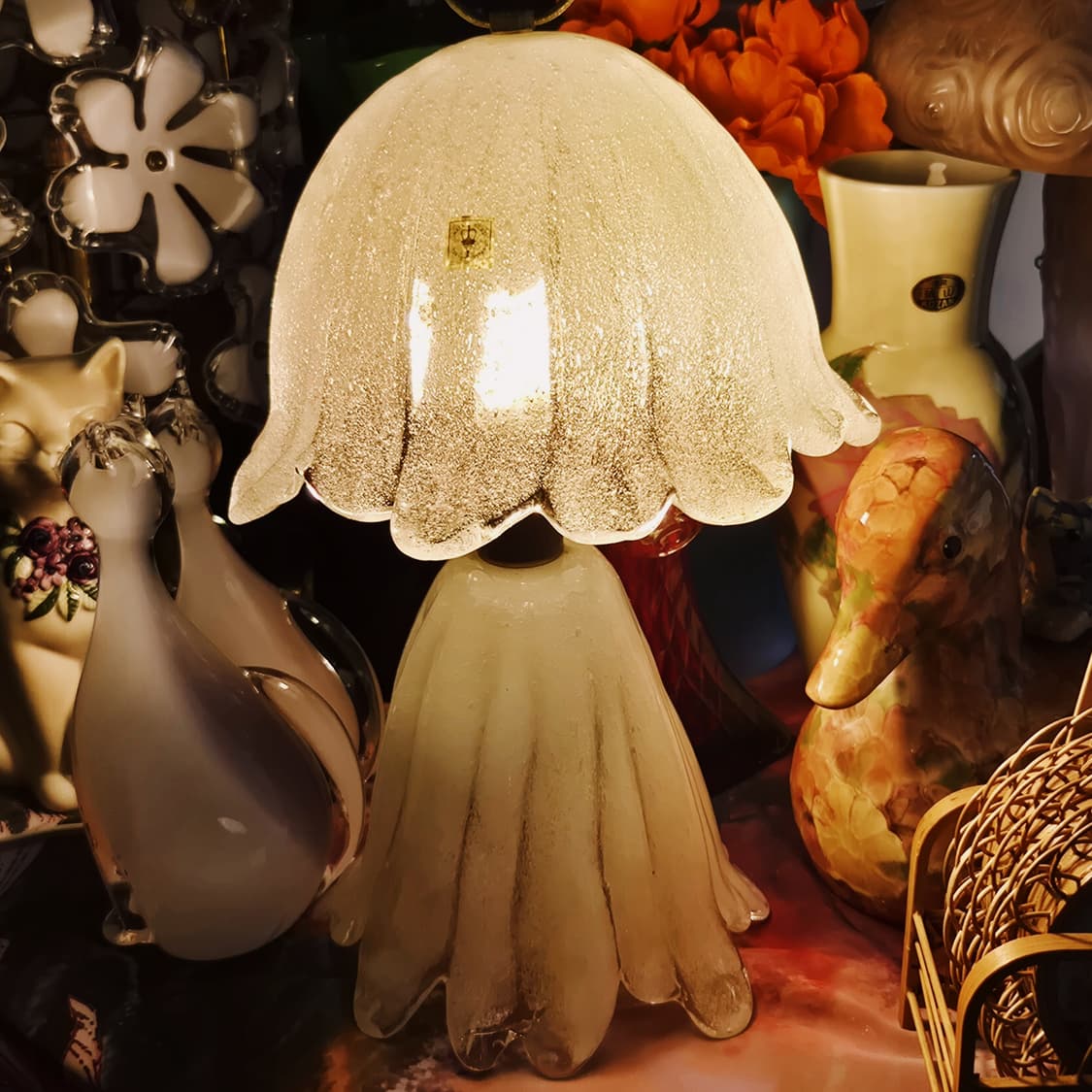 70s 이와타 핸드블로운 마블 빅 해파리 램프 상품이미지6