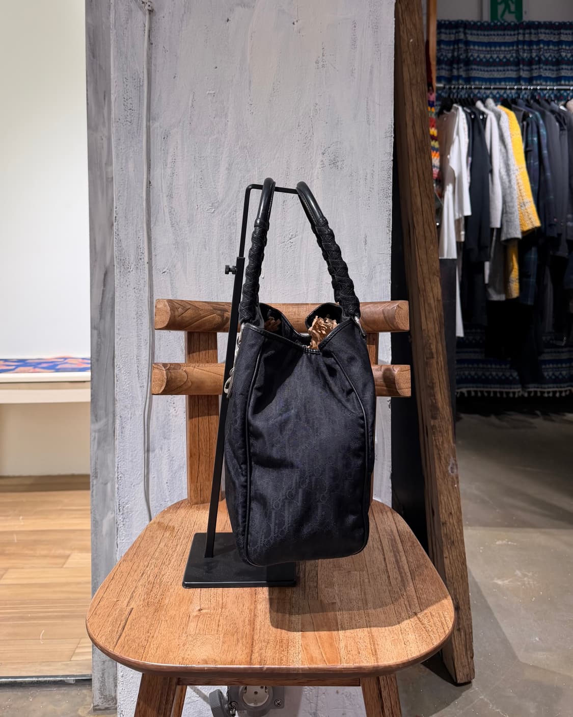 디올 블랙 트로터 패턴 나일론 로맨틱 토트백 상품이미지5