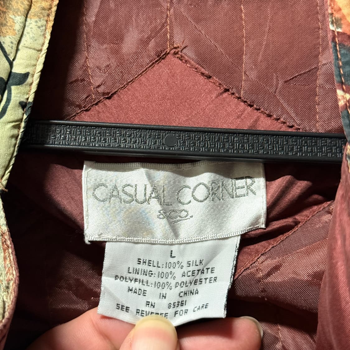 VTG 빈티지 100% 실크 보헤미안 에스닉 풀 패턴 퀼팅 후드 자켓 상품이미지7