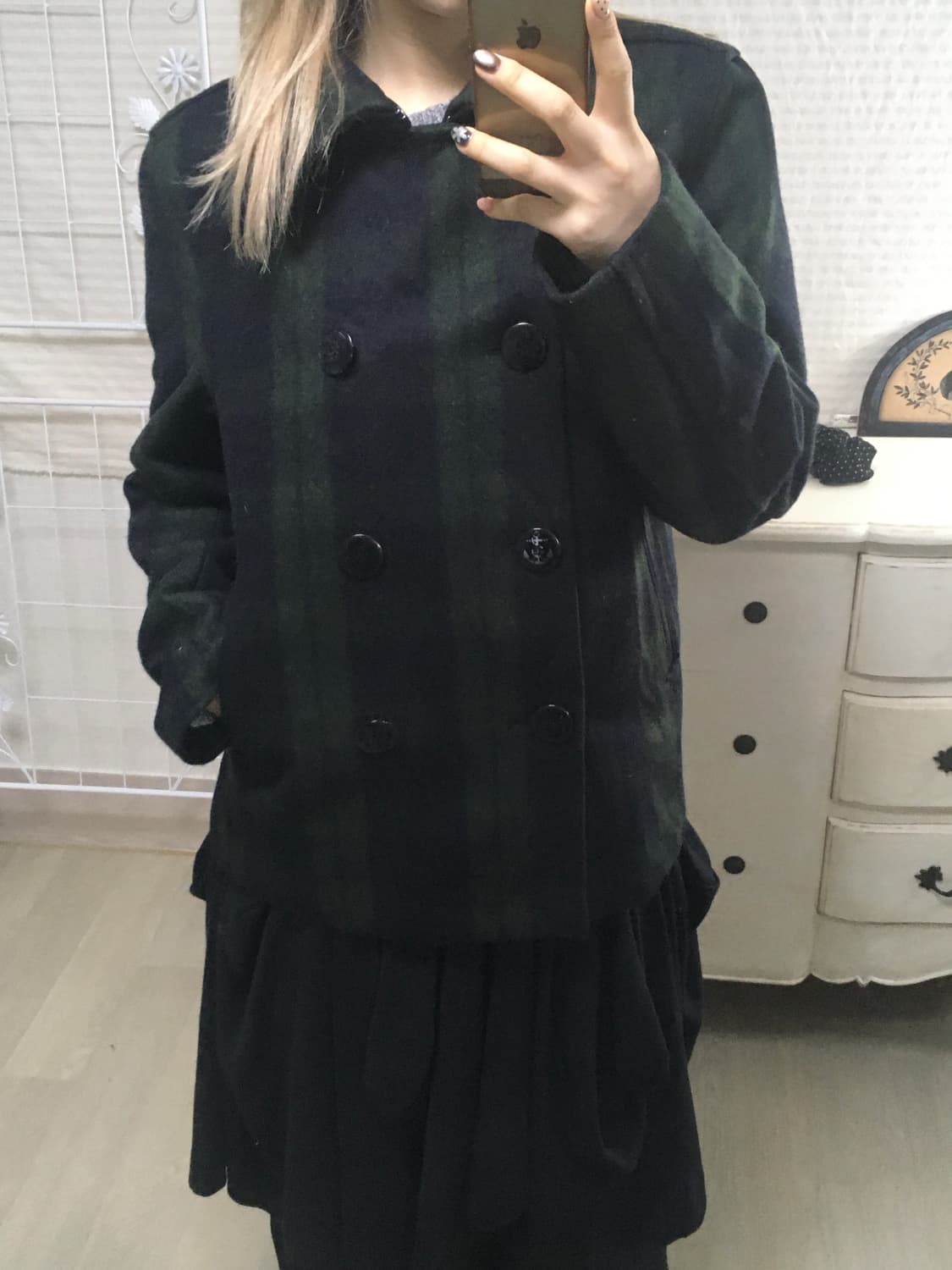 일본빈티지 유니온블루트랩스 그린 체크 울자켓 상품이미지4