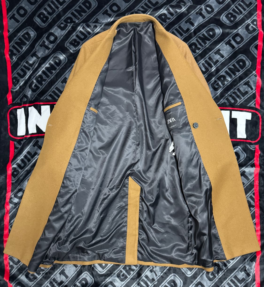 자라 더블 브레스티드 릴렉스 핏 코트 토바코 카멜 상품이미지3