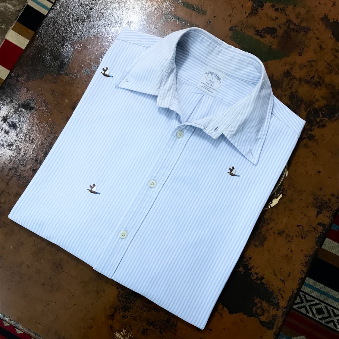 브룩스브라더스 오리 자수 소라 스트라이프 셔츠 남성 105 110 상품이미지1