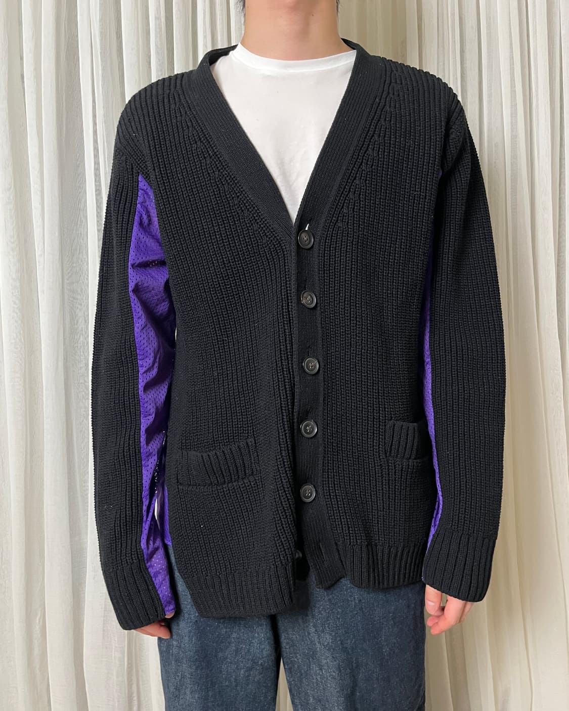 Kolor 메쉬패널 코튼 가디건 20aw 컬러 도킹 가디건 상품이미지9