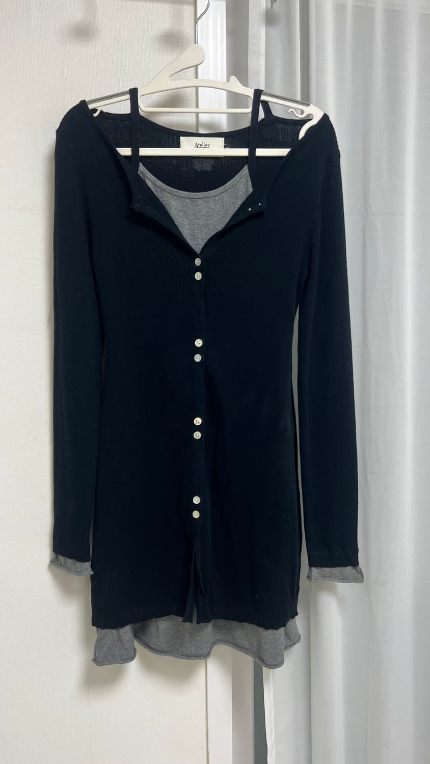 아틀리에나인 니트 블랙 레이어드 원피스 상품이미지5