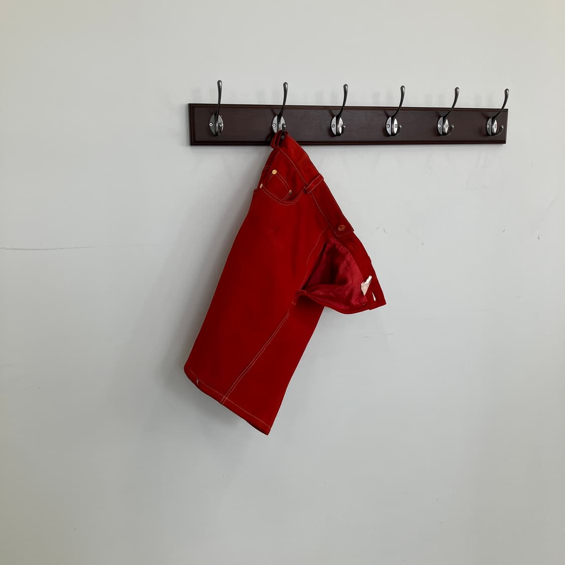 올드 로에베 레드 누벅 스웨이드 레더 미디 스커트 상품이미지1