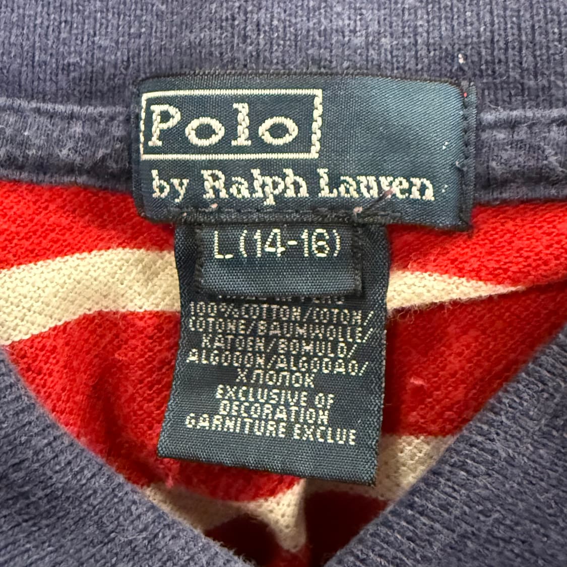 폴로 랄프로렌 레드 네이비 스트라이프 단가라 빅포니 카라 반팔 티 상품이미지4