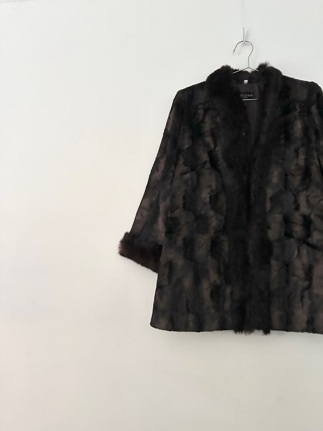 Semi leopard fur detail jacket / brown 상품이미지4