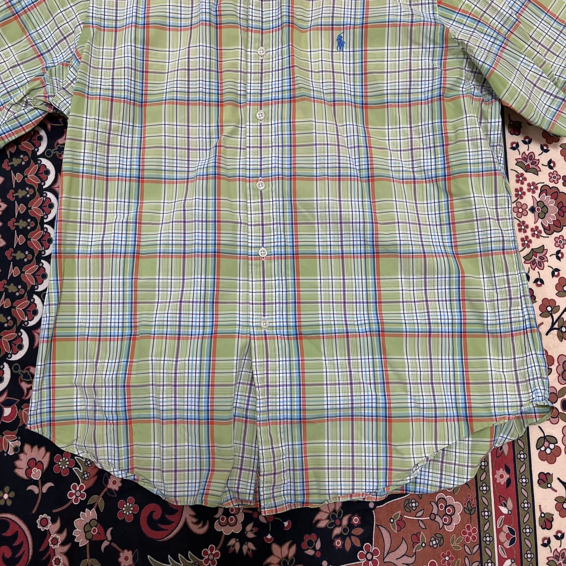 폴로 랄프로렌 남성 그린 체크 반팔 셔츠 XL/105 상품이미지5