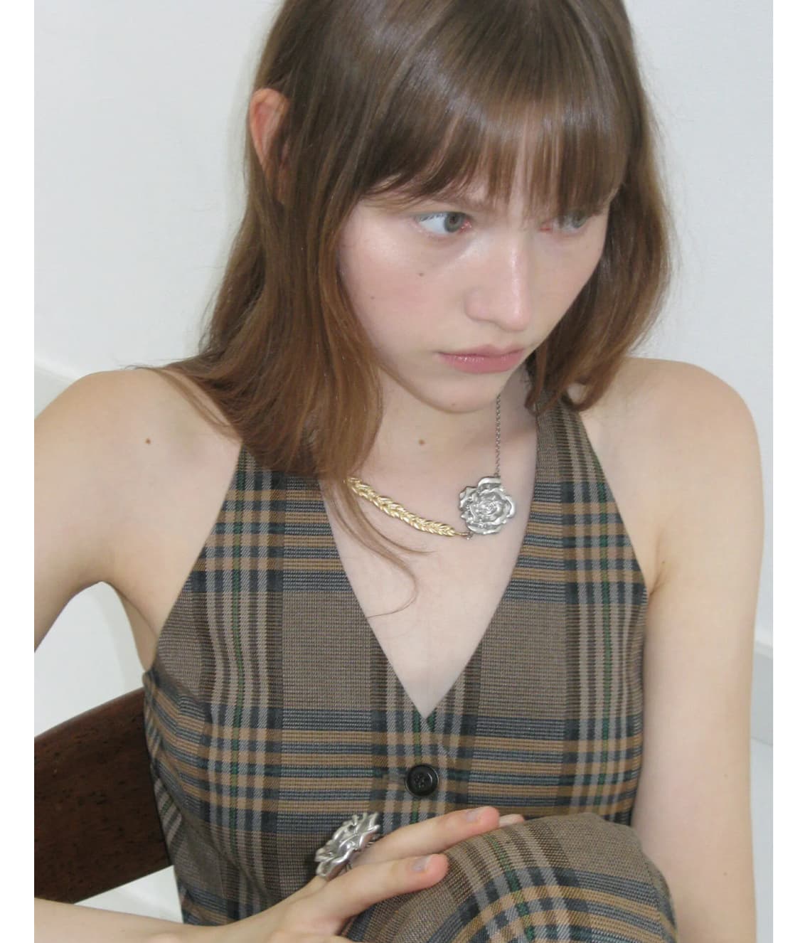 시눈 Braided Rose Necklace (Silver Gold) 상품이미지4