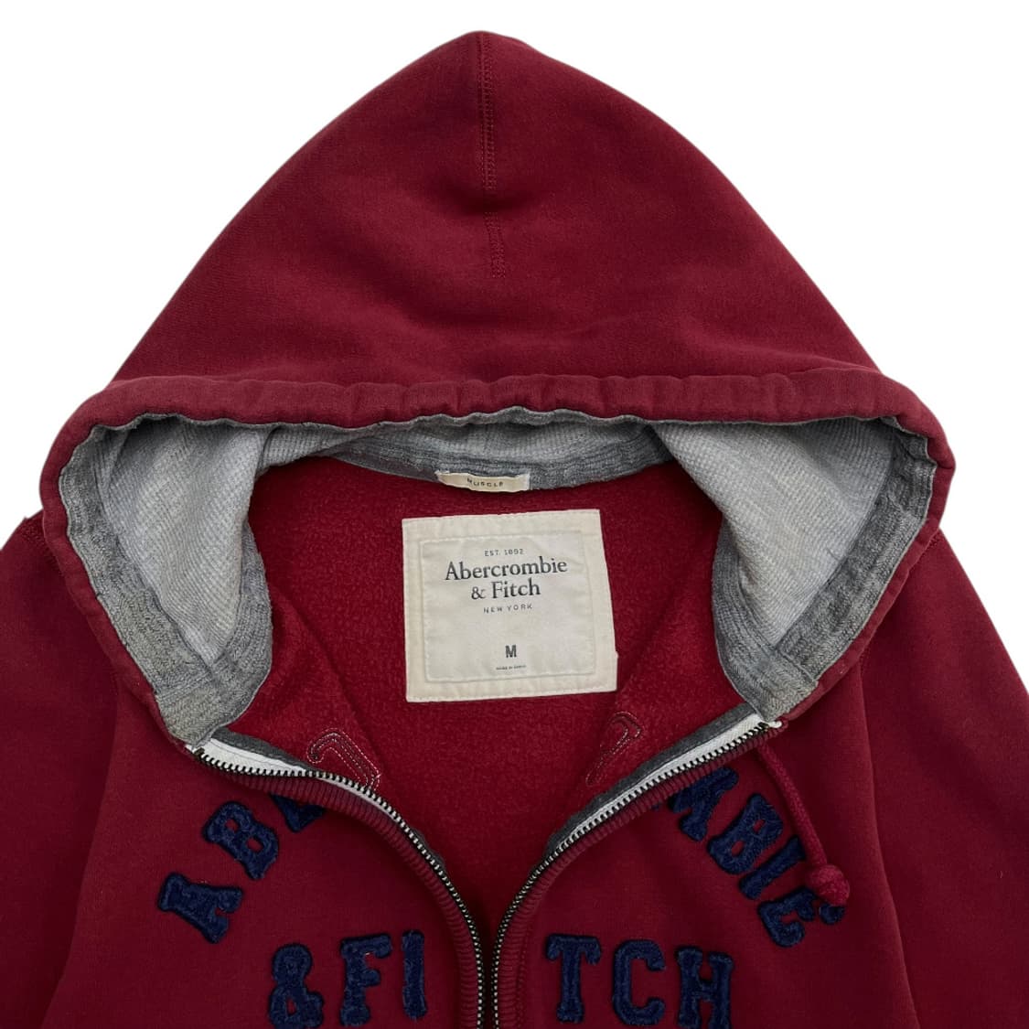 아베크롬비 네이비 센터로고 딥버건디 후드집업 M 상품이미지5