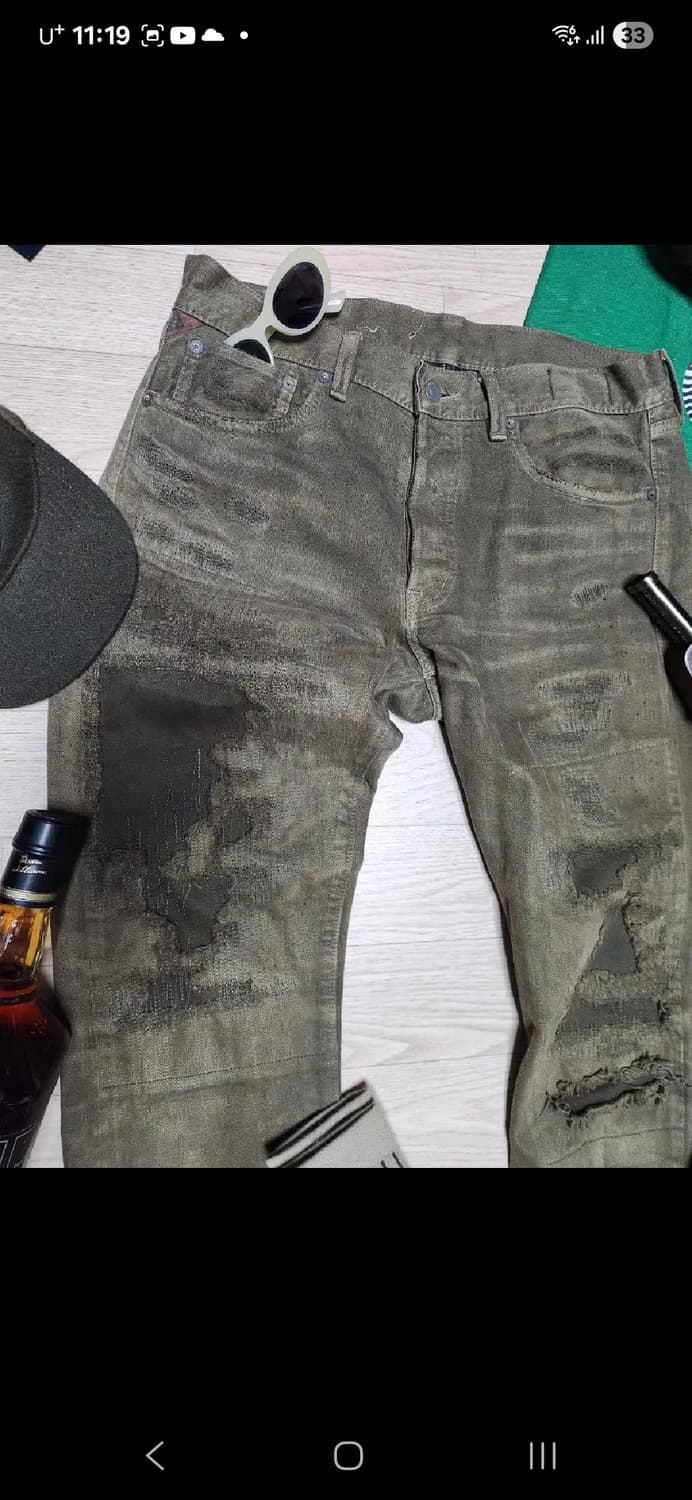 POLO RALPH LAUREN 카키 올리브 데님 팬츠 카모플라주 성조기 상품이미지10