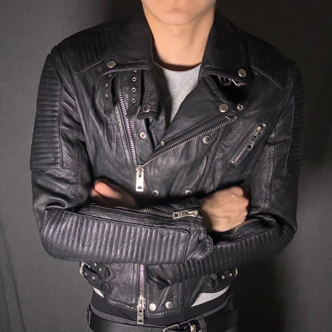 lamb skin slim fit rider jacket 상품이미지5