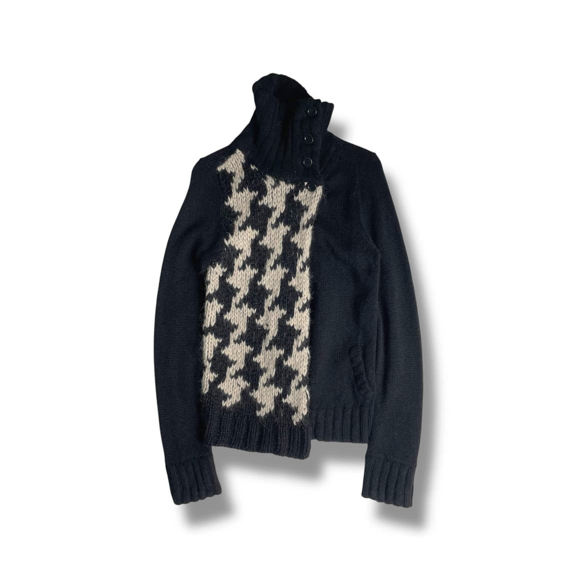 A/T 알파카 블렌드 하운드투스 체크 언밸런스 하이넥 자켓 상품이미지1