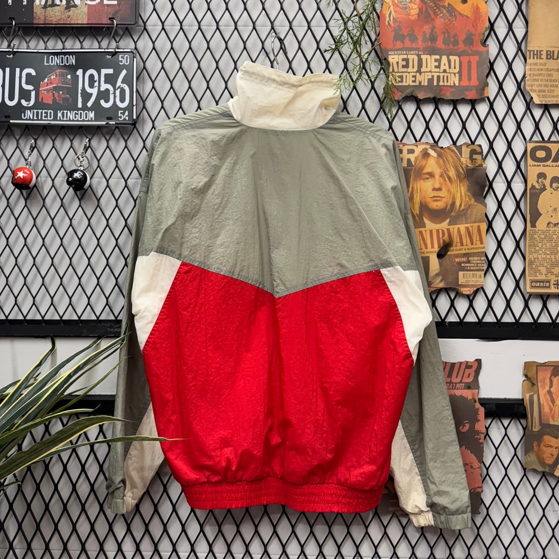 90s 나이키 올드스쿨 바람막이 레트로 아노락 컬러블록 레드 화이트 상품이미지2