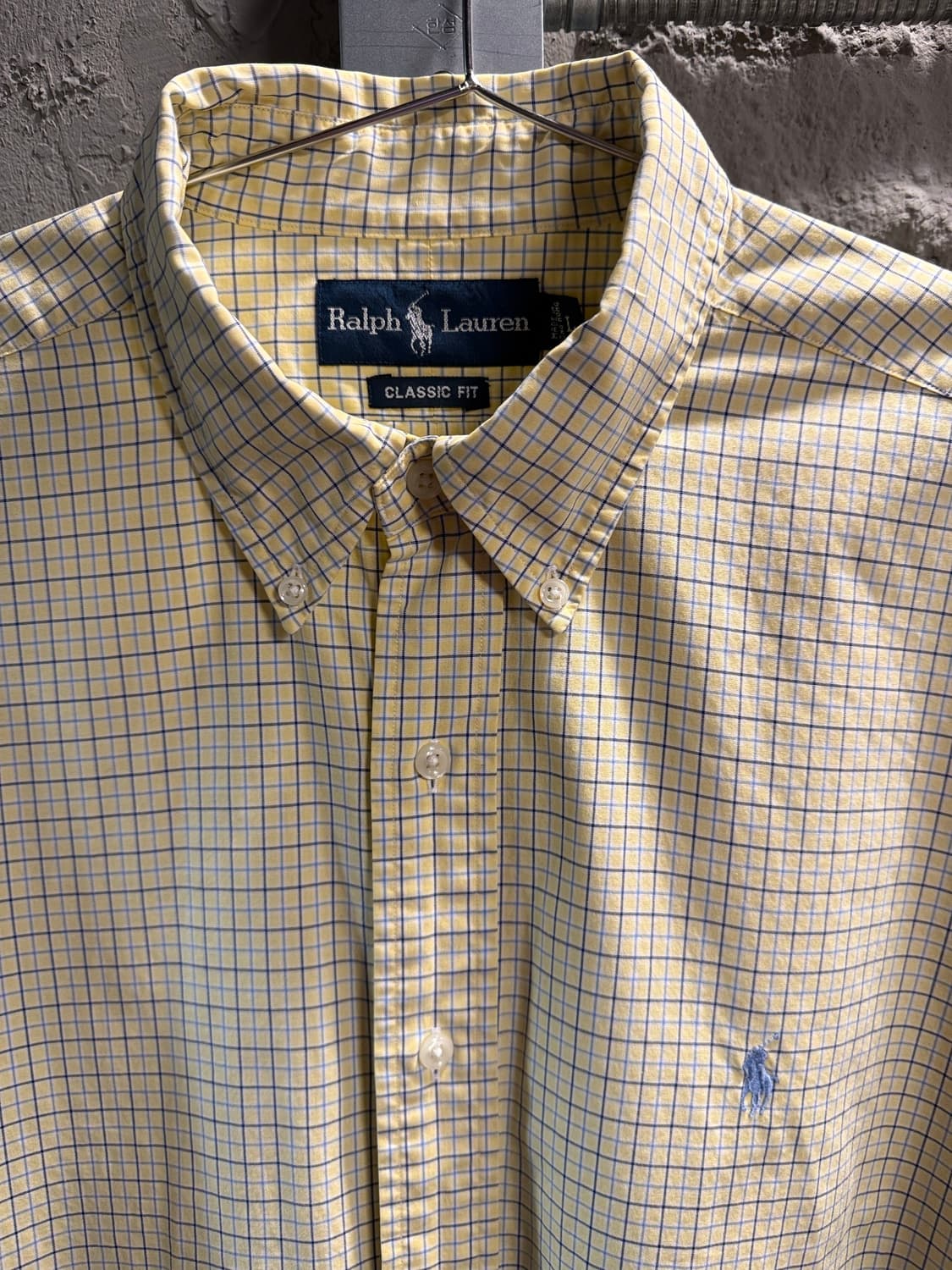 폴로 랄프로렌 클래식 핏 미니 체크 버튼다운 셔츠 옐로우 L 상품이미지4