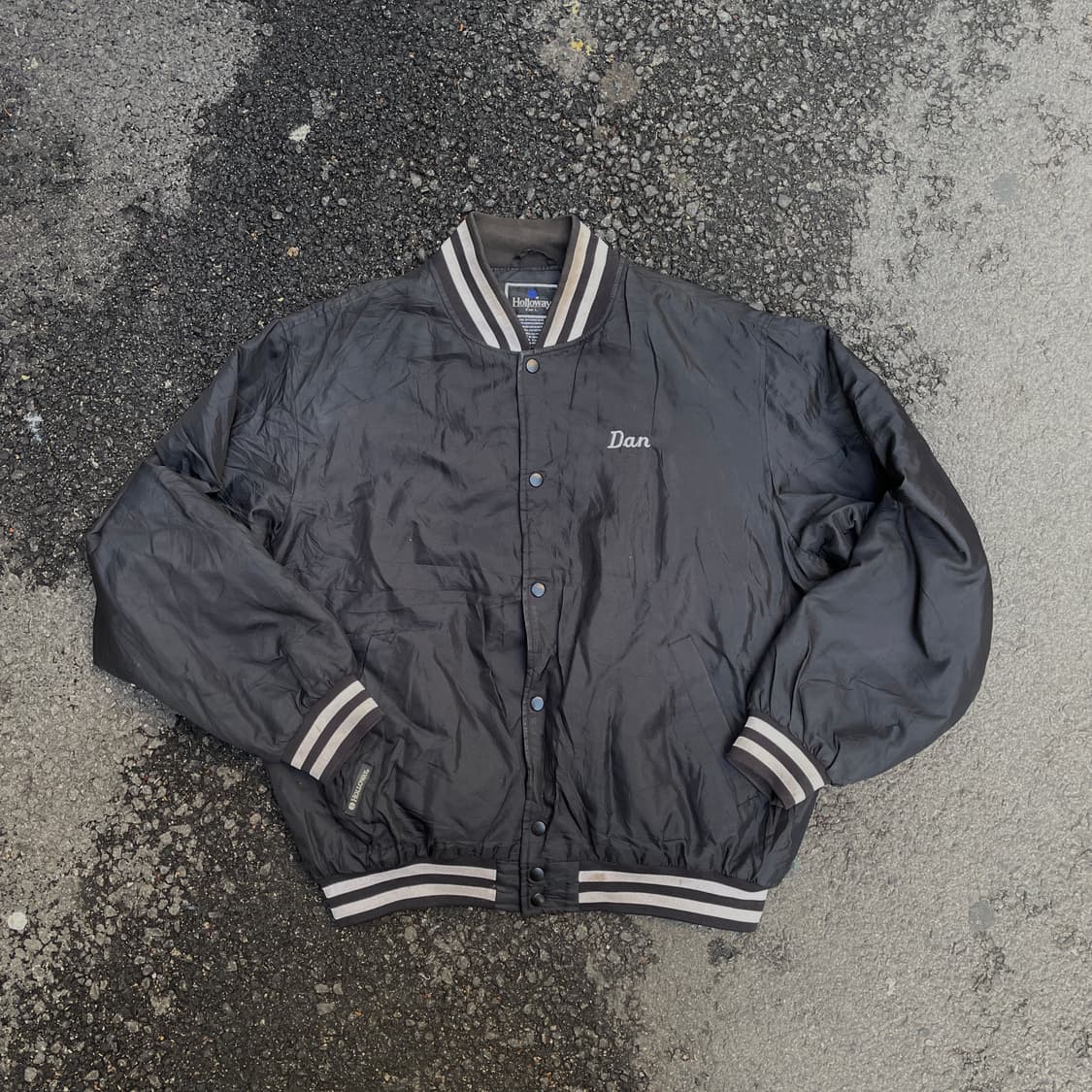 90s HOLLOWAY 사틴 올드스쿨 점퍼 바시티 자켓 XL 상품이미지3