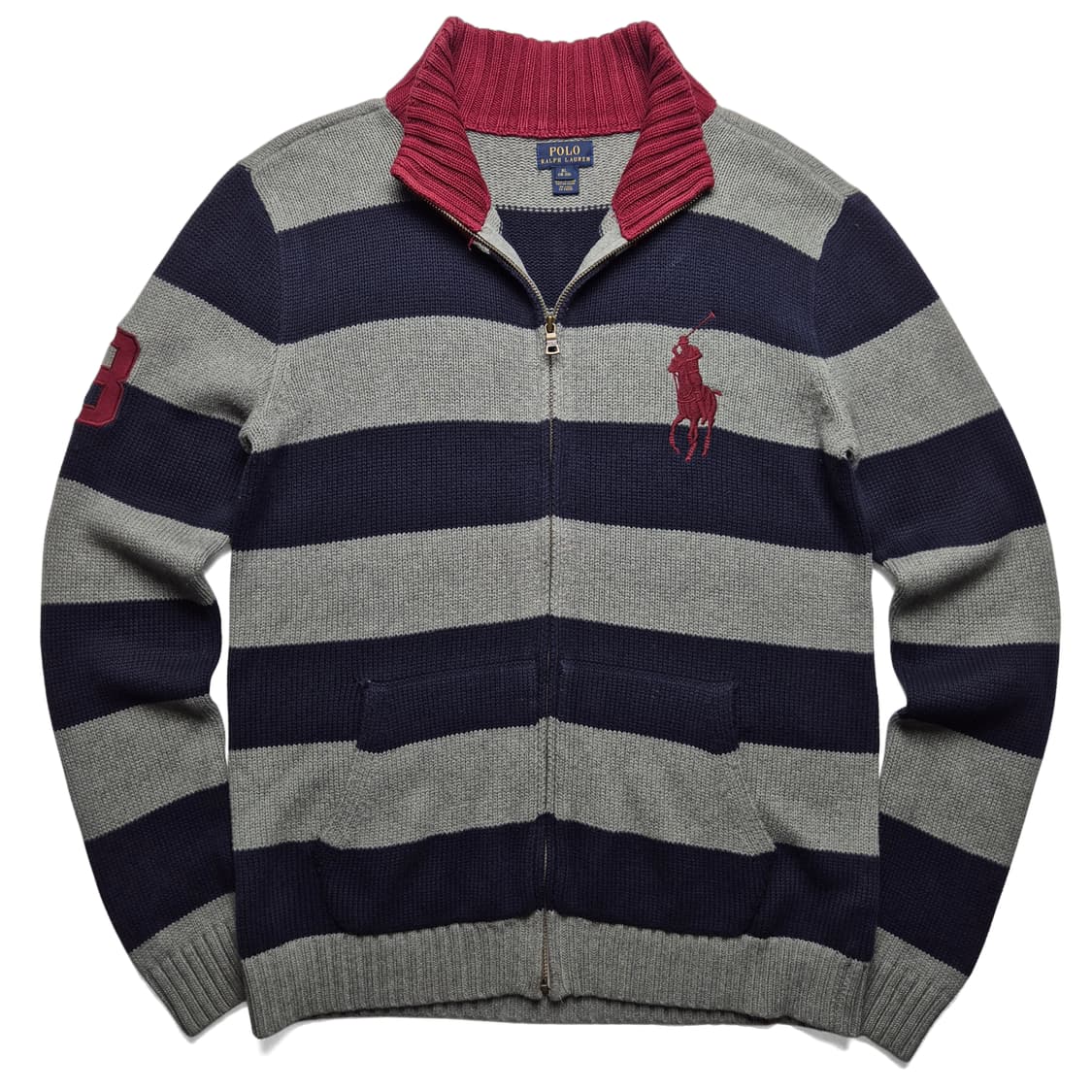[XL(18-20)] 폴로 랄프로렌 빅포니 스트라이프 니트집업 상품이미지2