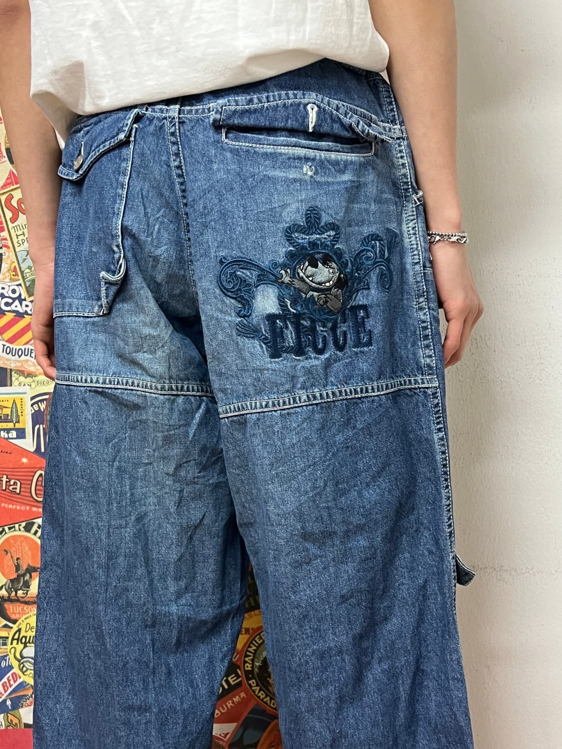 90s 요시유키 코니시 Ficce 올드스쿨 자수 대님팬츠 청바지 32 상품이미지4