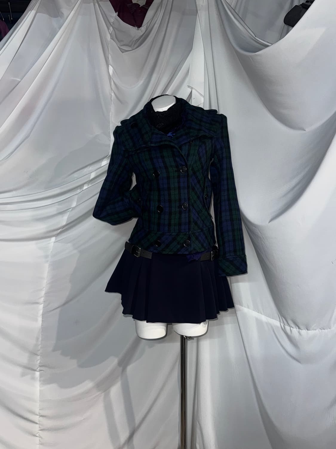 엑시즈팜 유카리깔 체크 네이비 공겜여주 프릴 코디세트  상품이미지8