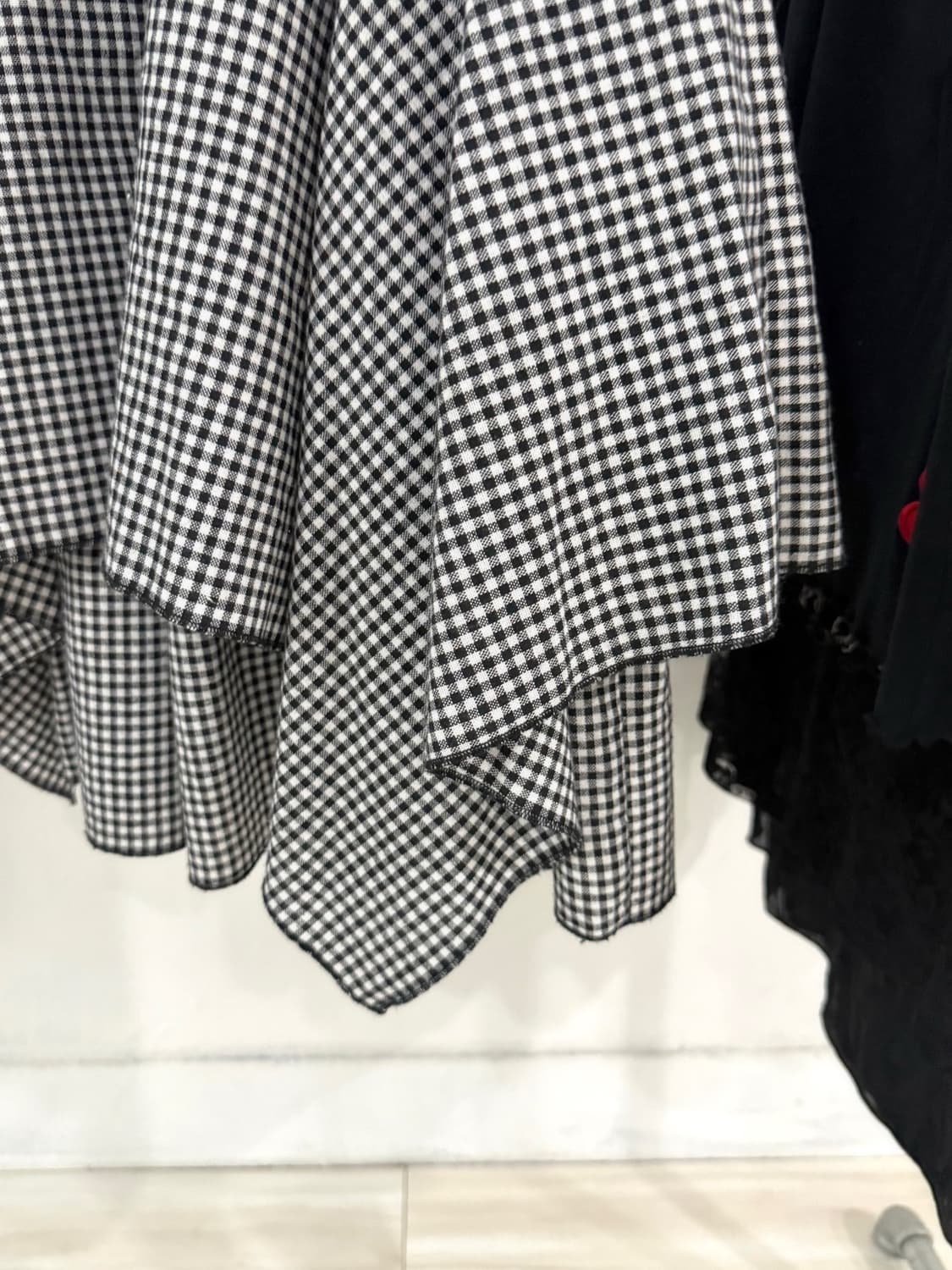  Check Layered Asymmetrical Midi Skirt 상품이미지8