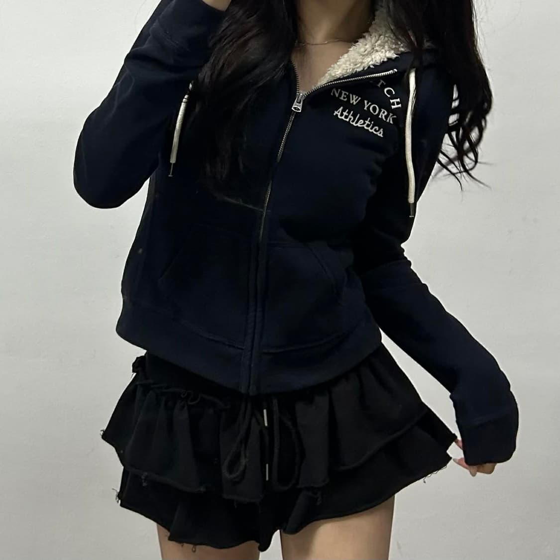 아베크롬비 y2k 여리핏 울프죠 양털 후드집업 희귀져지(M) 상품이미지3