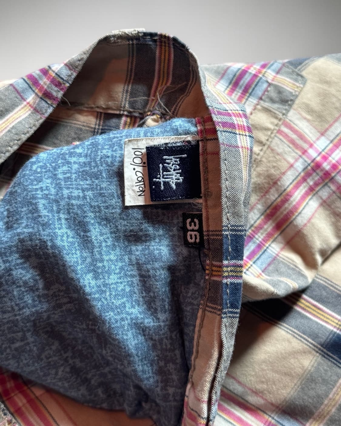 90s~00s 올드 스투시 샤크마우스 체크 반바지 (바지체인 달려있음) 상품이미지6