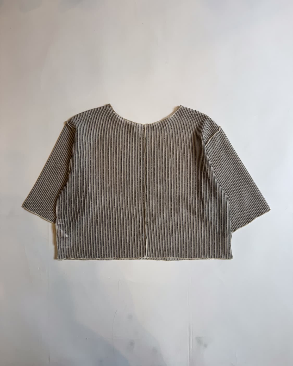 Beige gray Ribbed Crop Top  상품이미지3