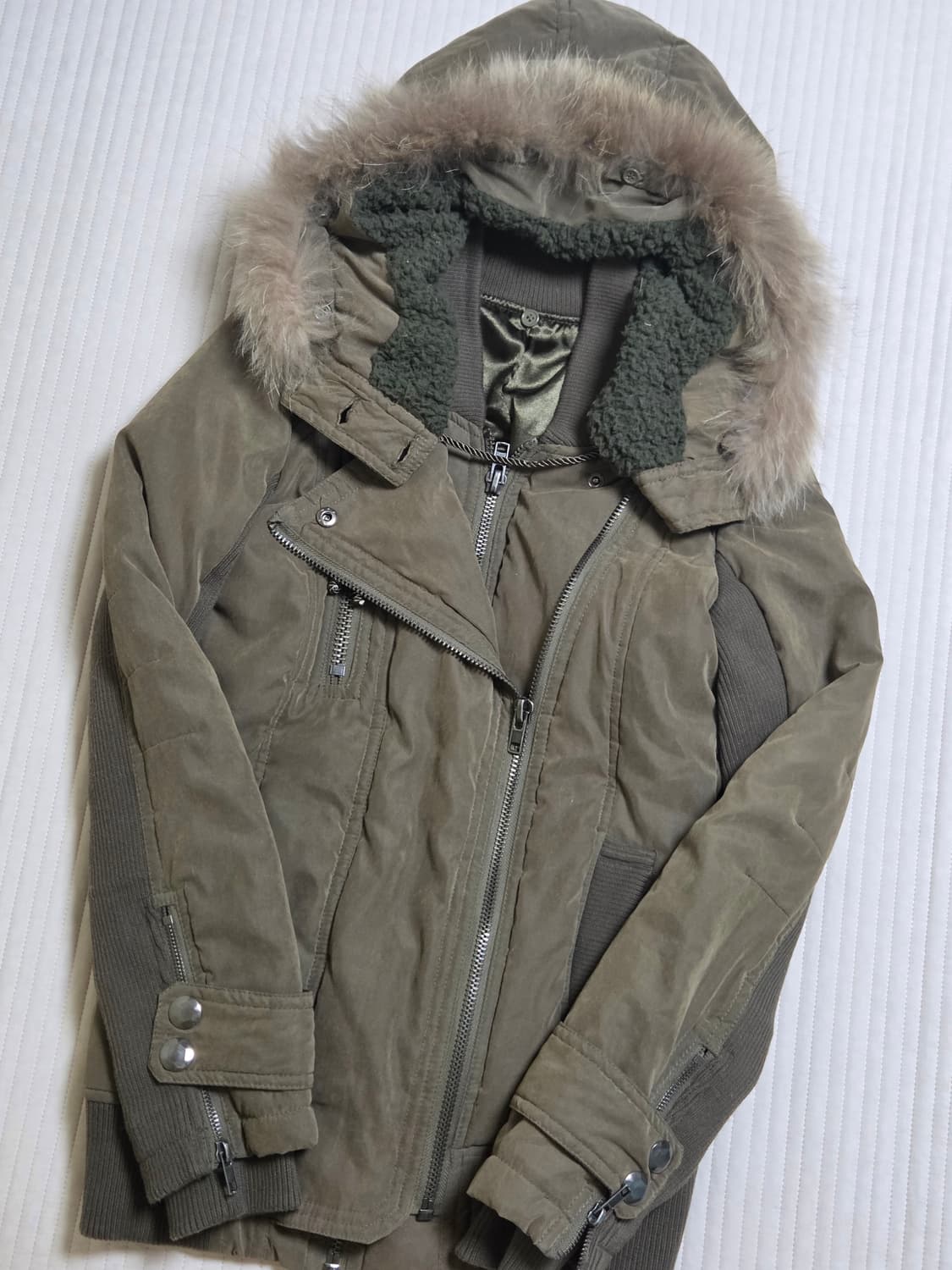 빈티지 카키 퍼 후드 자켓 상품이미지2